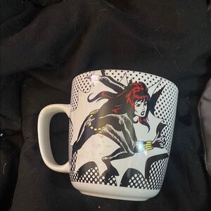 marvel comics black widow red + black mug